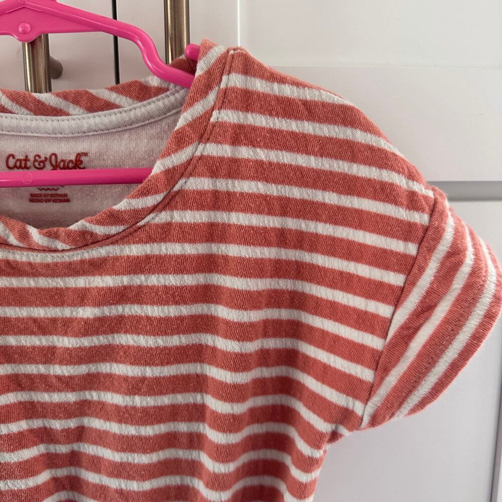 Cat & Jack Girls' Orange Striped Dress - Size Small - Picture 3 of 4